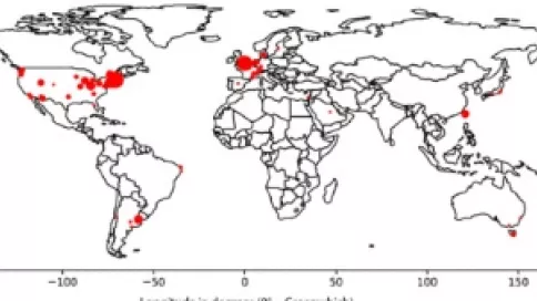 Visuel axe 5 - Geographical distribution of authors